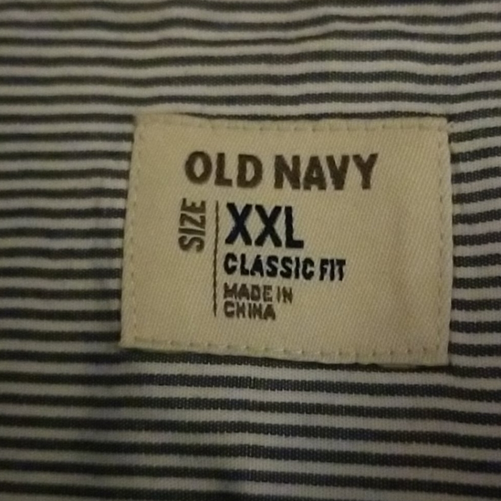 Old Navy button up shirt, blue/white striped - Picture 2 of 3